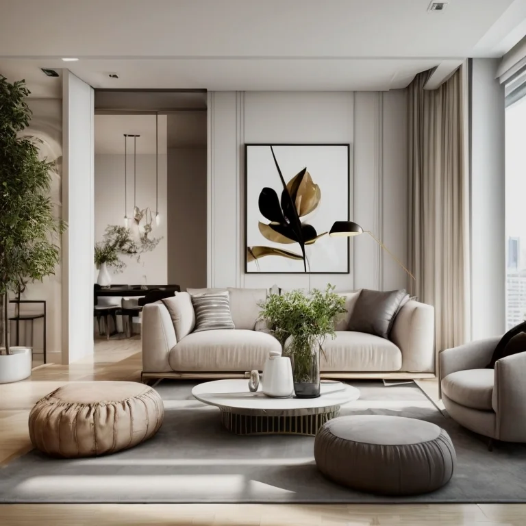 Interior of a high-end luxury apartment with modern furniture
